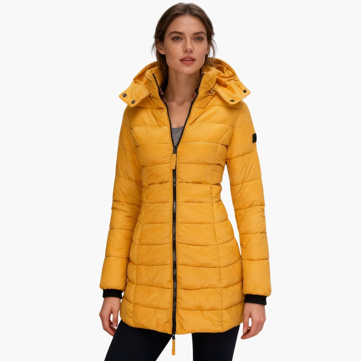 Nora | Elegant Hooded Quilted Puffer Jacket With Long Length