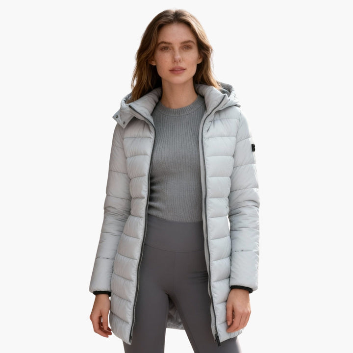 Vivienne | Elegant Quilted Heated Puffer Coat With Hood