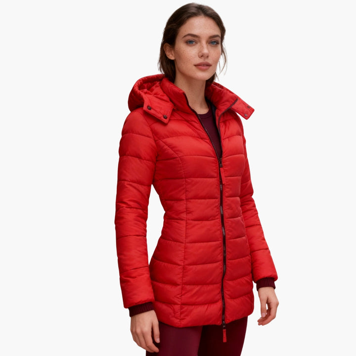 Nora | Elegant Hooded Quilted Puffer Jacket With Long Length