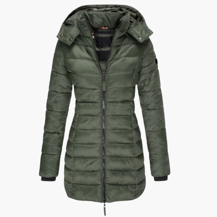 Nora | Elegant Hooded Quilted Puffer Jacket With Long Length