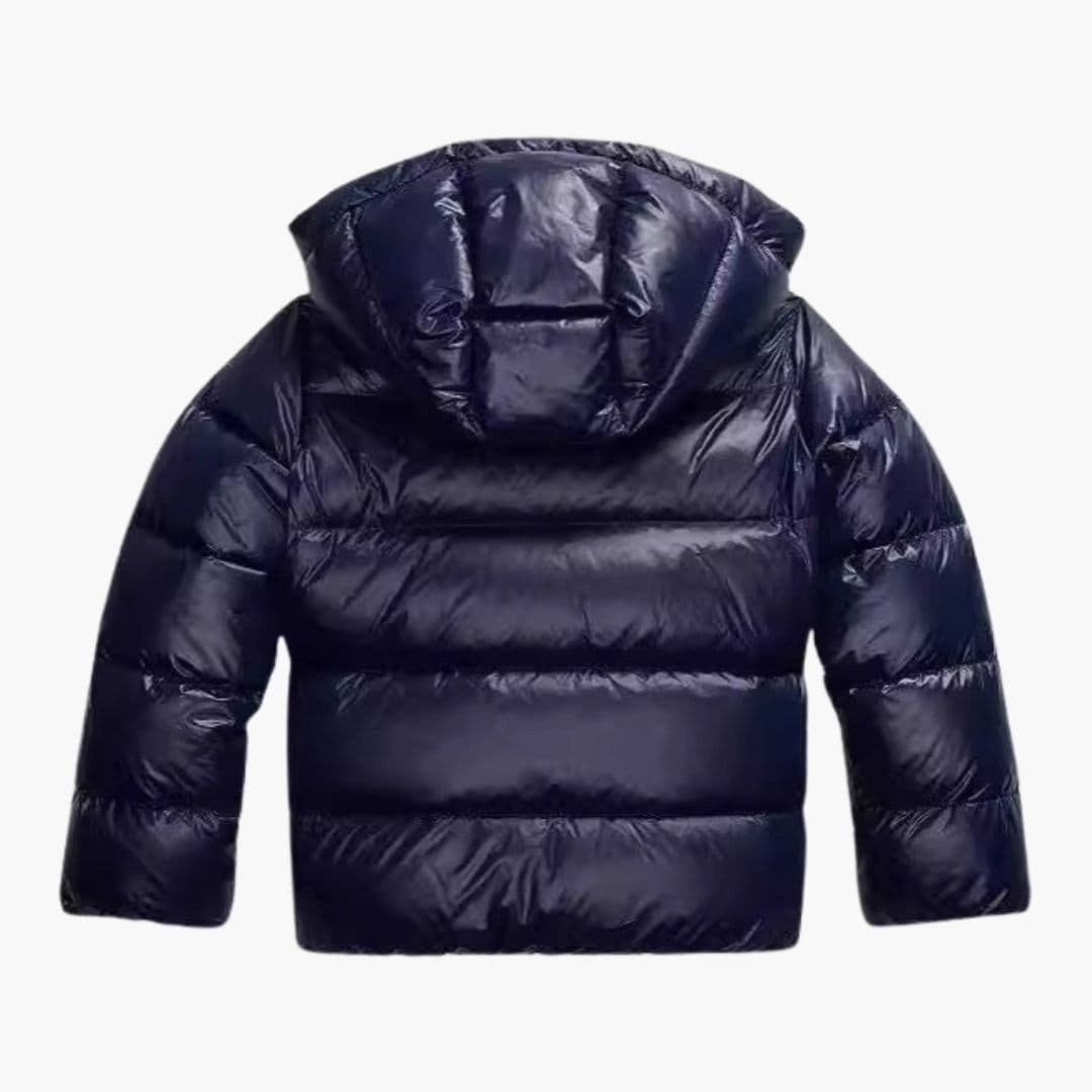 Alethea | Elegant Navy Hooded Quilted Puffer Jacket With Zip Front