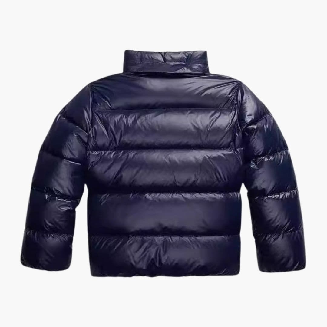 Alethea | Elegant Navy Hooded Quilted Puffer Jacket With Zip Front