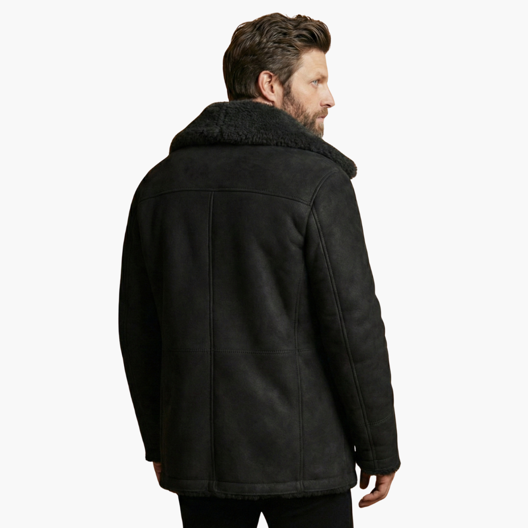 Alessandro | Stylish Men's Shearling Winter Coat With Oversized Collar