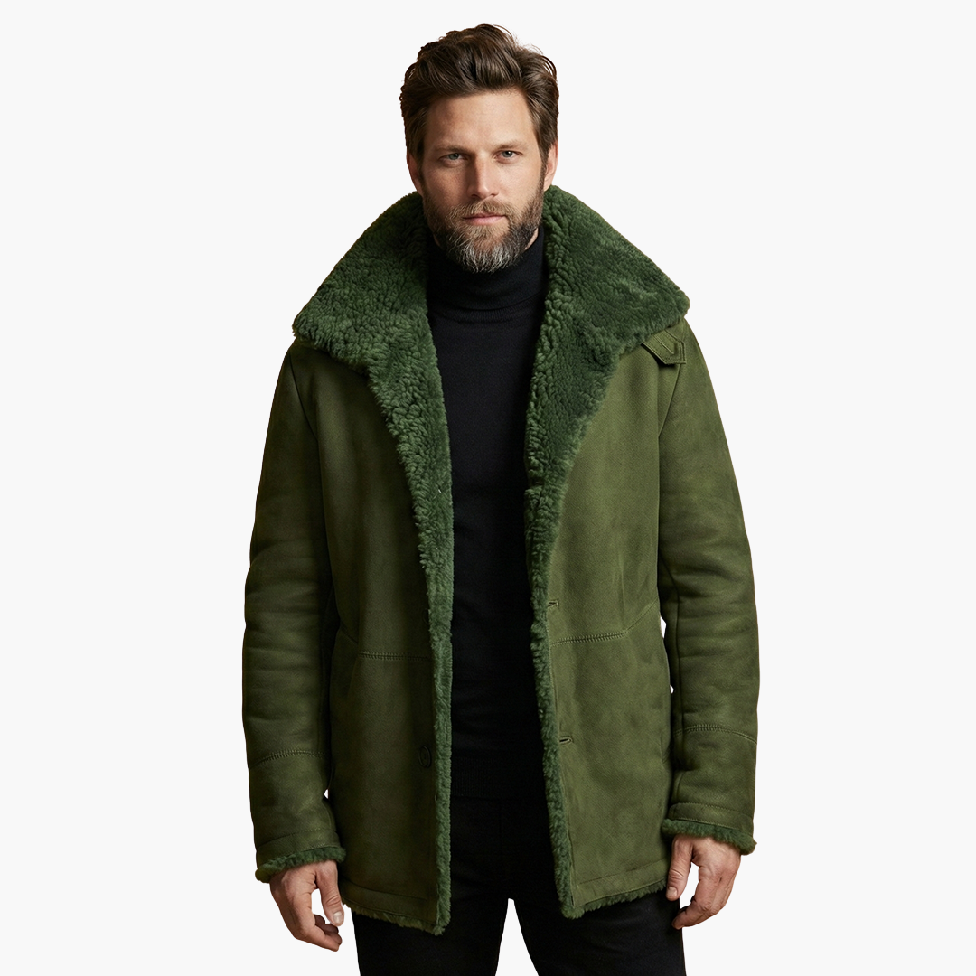 Alessandro | Stylish Men's Shearling Winter Coat With Oversized Collar
