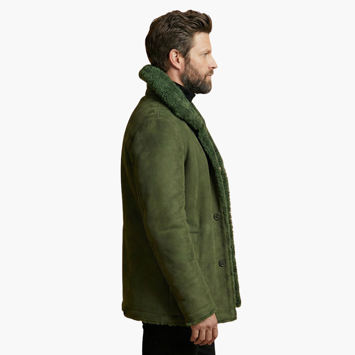 Alessandro | Stylish Men's Shearling Winter Coat With Oversized Collar