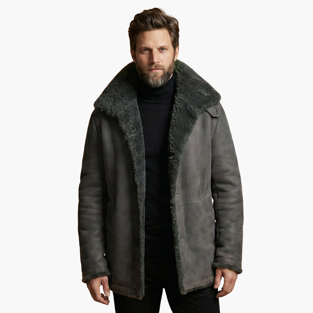 Alessandro | Stylish Men's Shearling Winter Coat With Oversized Collar