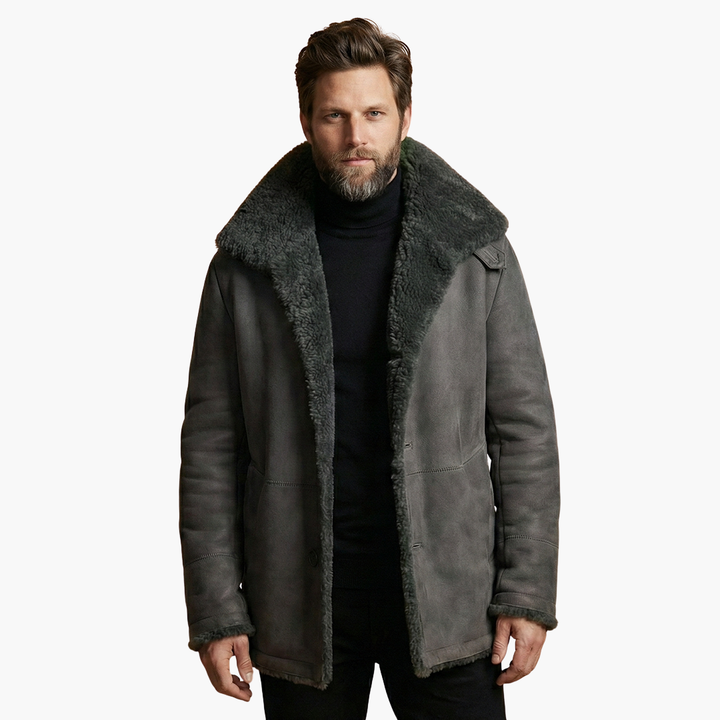 Alessandro | Stylish Men's Shearling Winter Coat With Oversized Collar