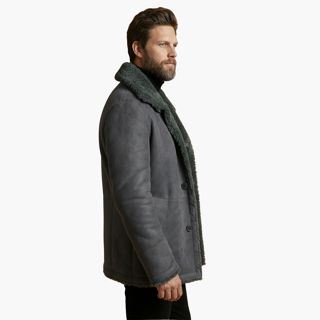 Alessandro | Stylish Men's Shearling Winter Coat With Oversized Collar