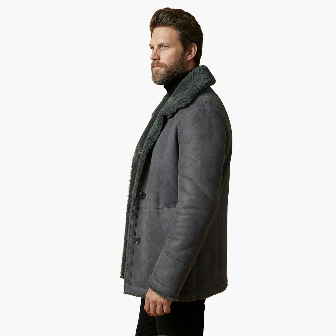 Alessandro | Stylish Men's Shearling Winter Coat With Oversized Collar