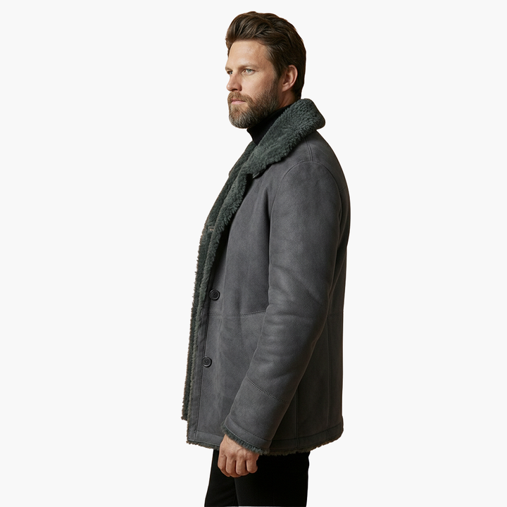 Alessandro | Stylish Men's Shearling Winter Coat With Oversized Collar