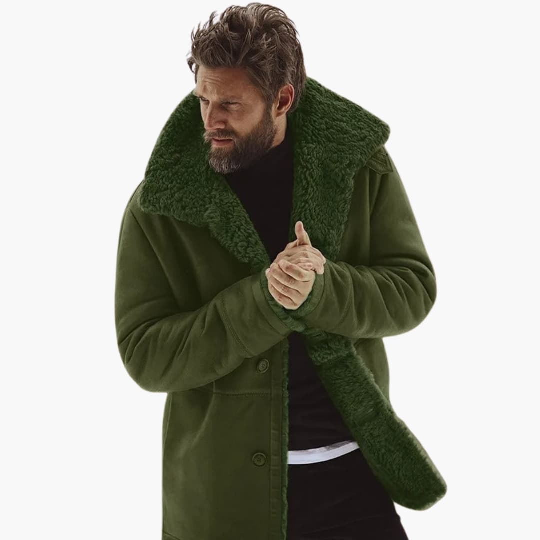 Alessandro | Stylish Men's Shearling Winter Coat With Oversized Collar