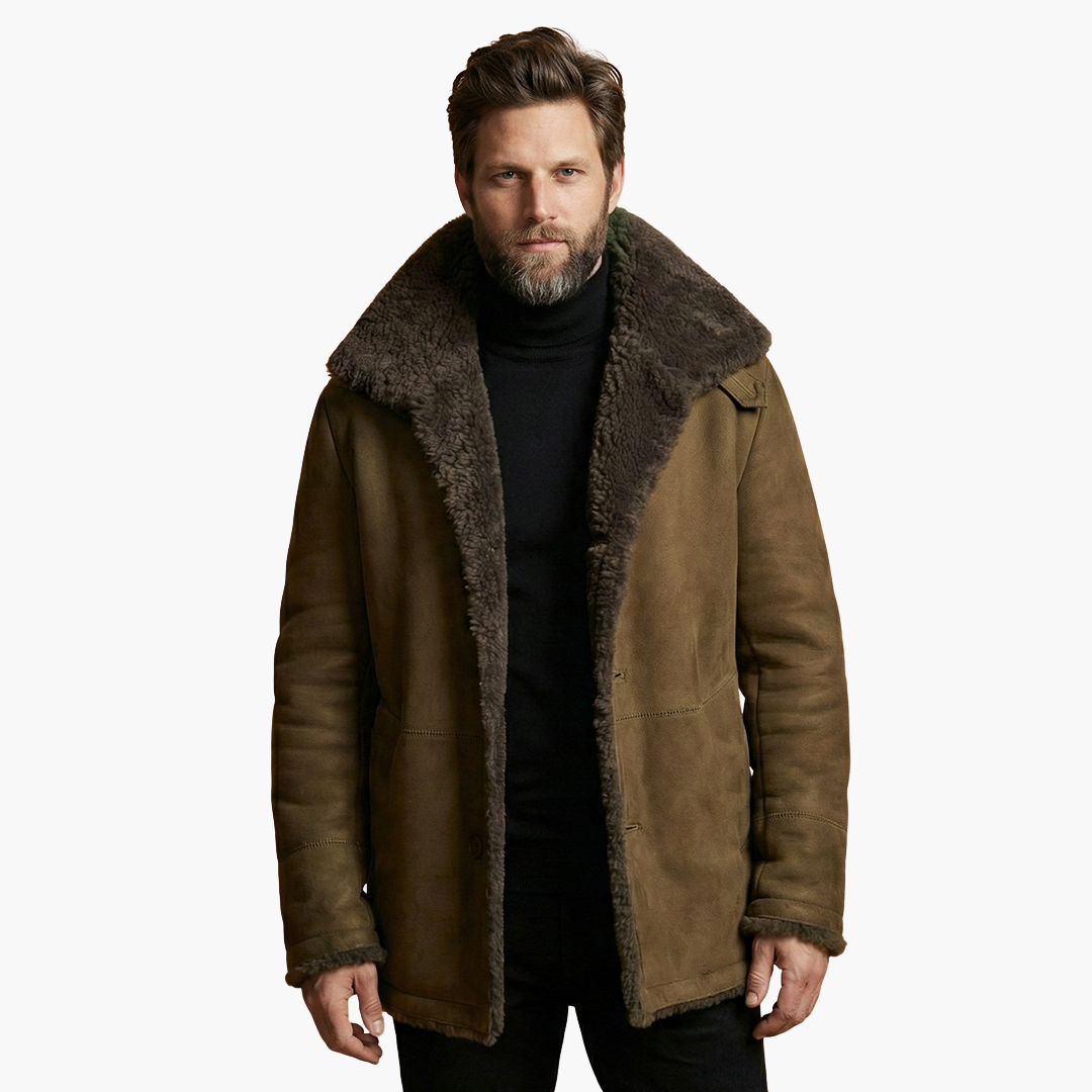 Alessandro | Stylish Men's Shearling Winter Coat With Oversized Collar
