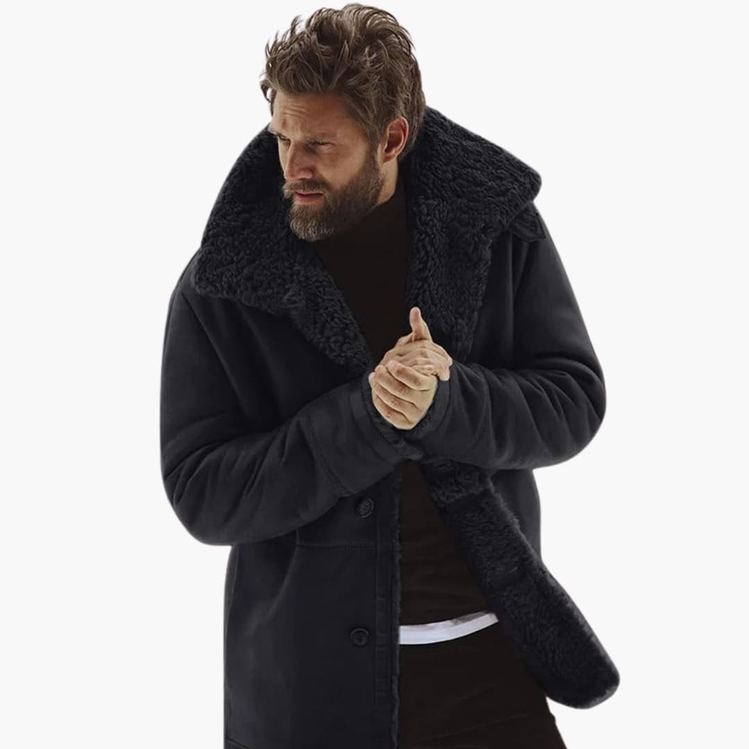 Alessandro | Stylish Men's Shearling Winter Coat With Oversized Collar