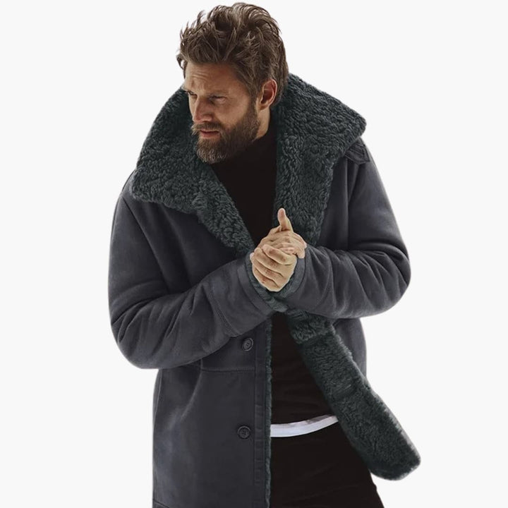 Alessandro | Stylish Men's Shearling Winter Coat With Oversized Collar