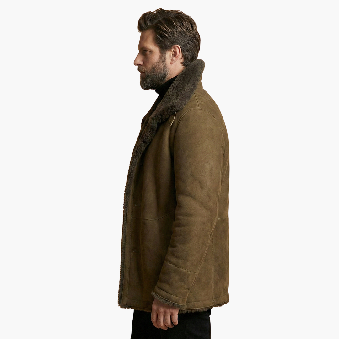 Alessandro | Stylish Men's Shearling Winter Coat With Oversized Collar