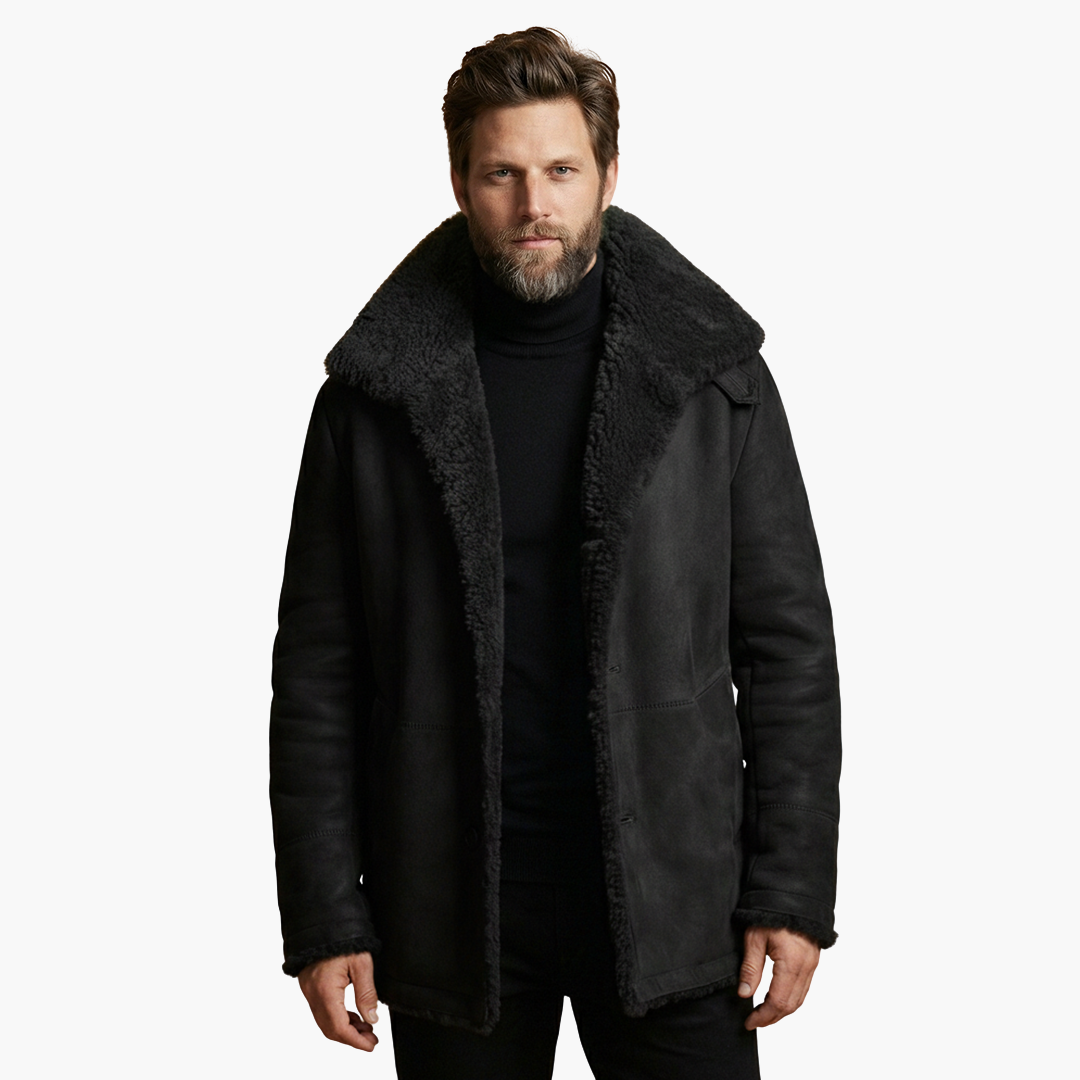 Alessandro | Stylish Men's Shearling Winter Coat With Oversized Collar