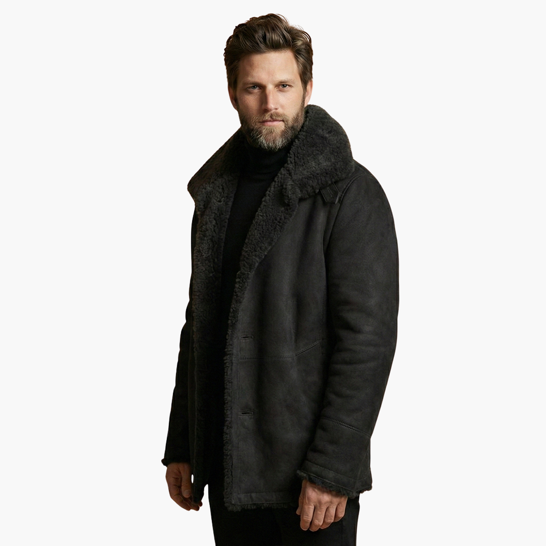 Alessandro | Stylish Men's Shearling Winter Coat With Oversized Collar