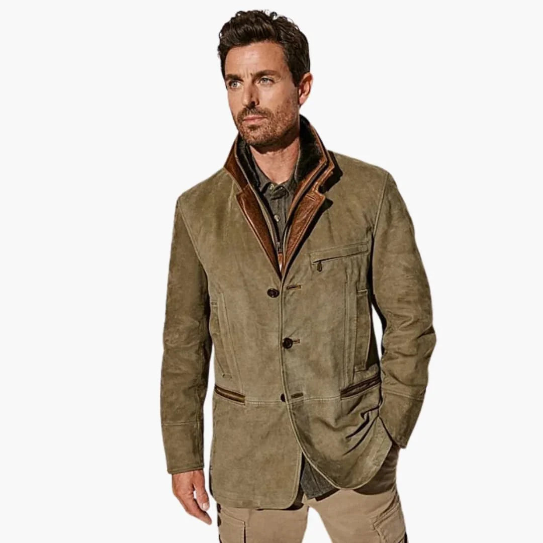 Rosanna | Elegant Suede Button-Front Jacket With Lapel Collar