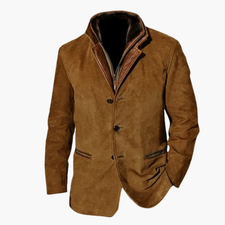 Phoebe | Stylish Brown Suede Blazer With Button Closure