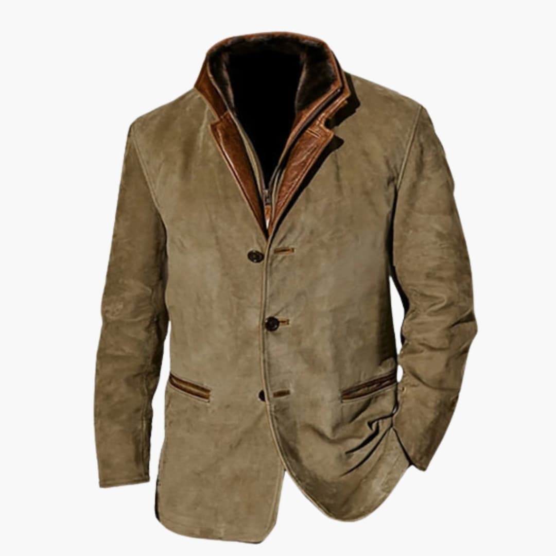 Phoebe | Stylish Brown Suede Blazer With Button Closure
