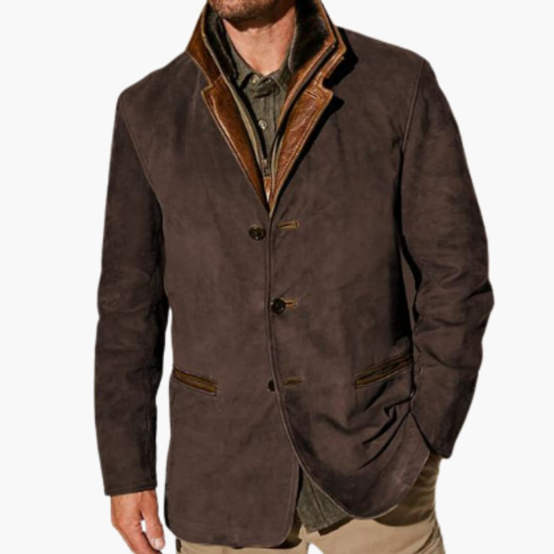 Phoebe | Stylish Brown Suede Blazer With Button Closure