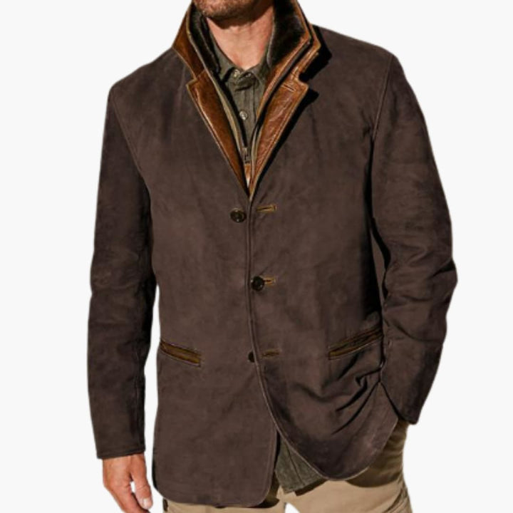 Phoebe | Stylish Brown Suede Blazer With Button Closure