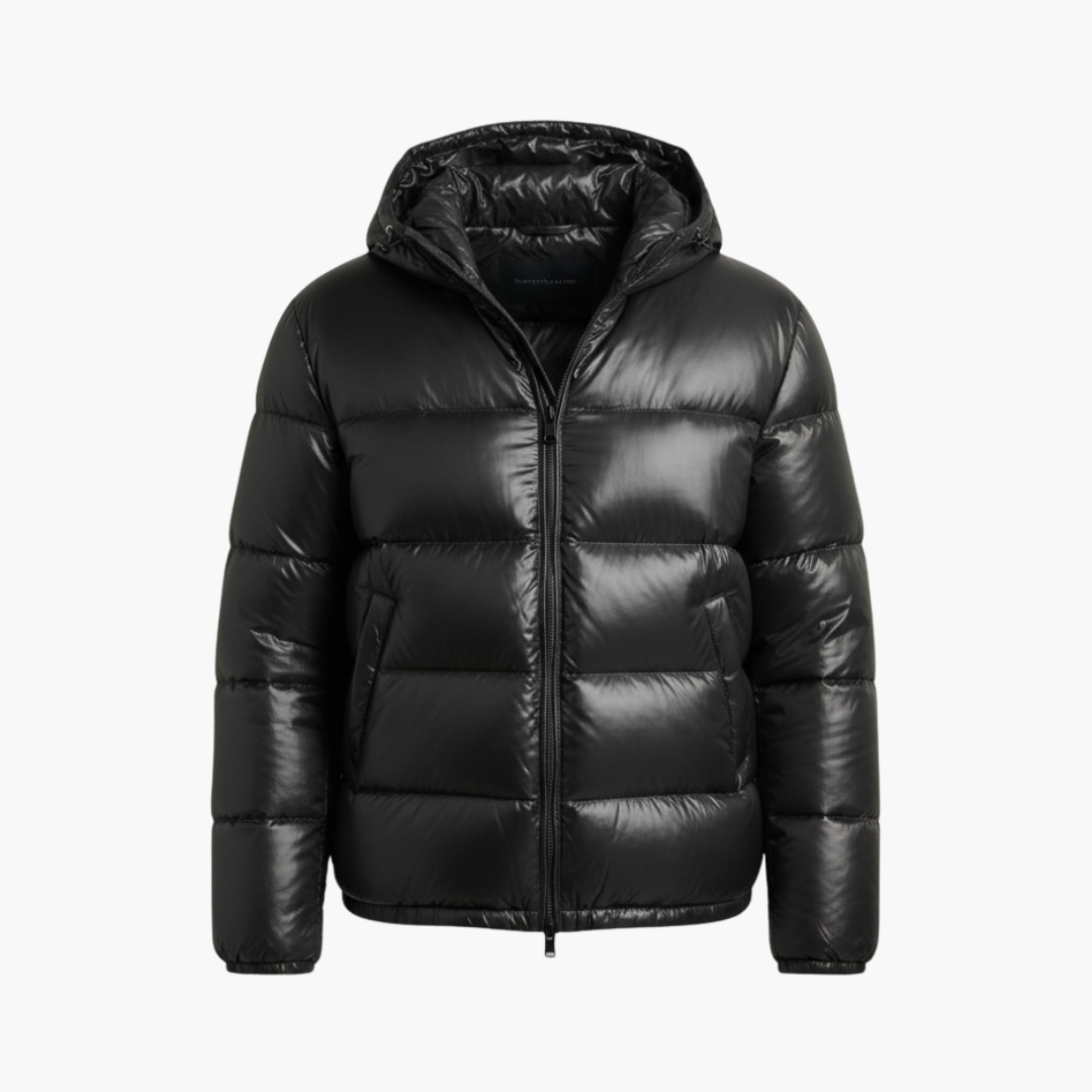 Zara | Stylish Men's Hooded Quilted Puffer Jacket Black