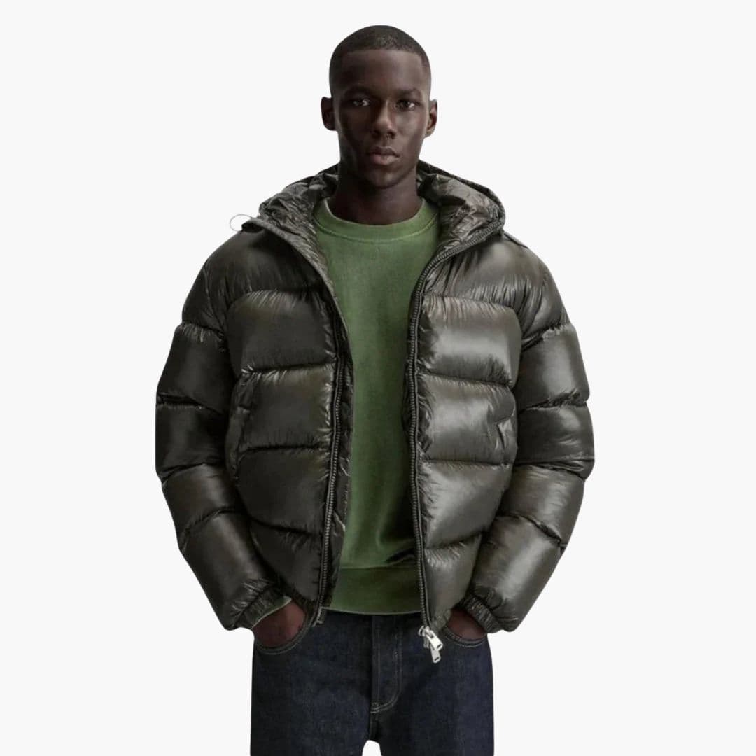 Penelope | Sleek Men's Black Quilted Hooded Puffer Jacket