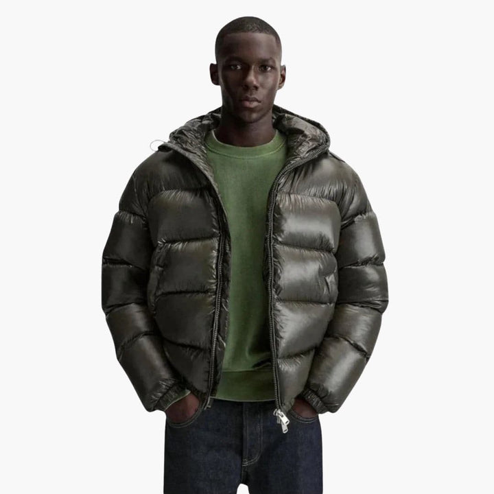 Penelope | Sleek Men's Black Quilted Hooded Puffer Jacket