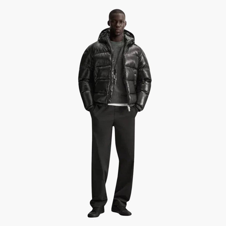 Penelope | Sleek Men's Black Quilted Hooded Puffer Jacket