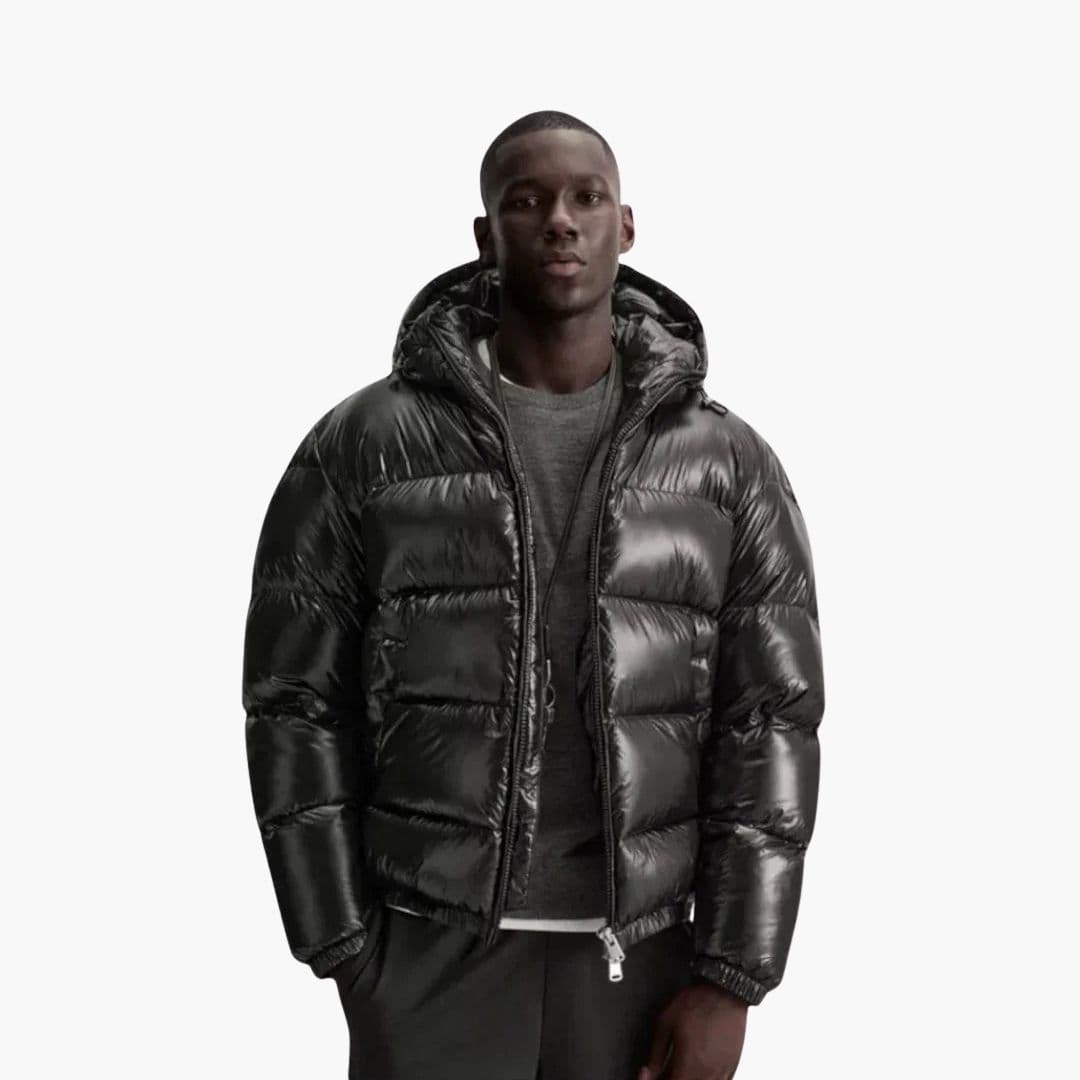 Penelope | Sleek Men's Black Quilted Hooded Puffer Jacket
