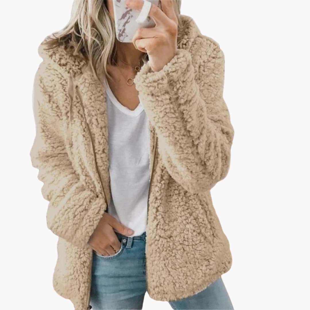 Phoebe | Chic Pink Teddy Fleece Jacket With Long Sleeves