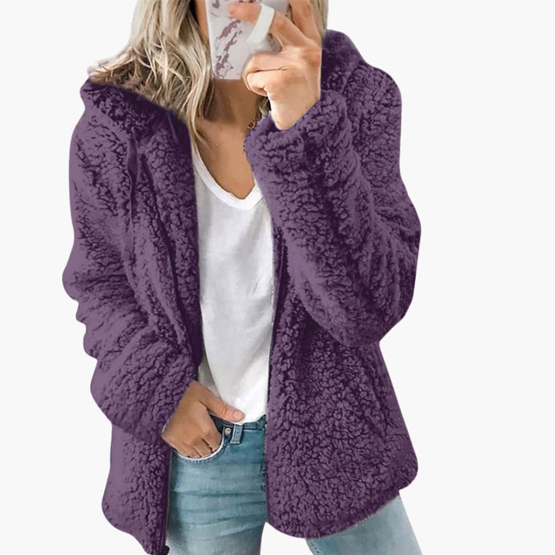 Phoebe | Chic Pink Teddy Fleece Jacket With Long Sleeves