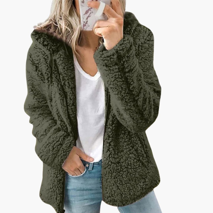 Phoebe | Chic Pink Teddy Fleece Jacket With Long Sleeves