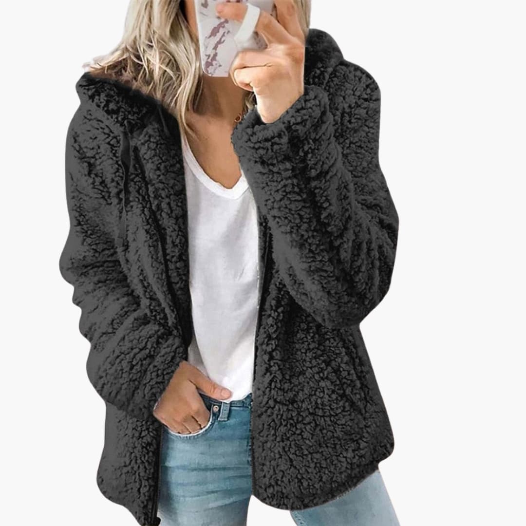 Phoebe | Chic Pink Teddy Fleece Jacket With Long Sleeves