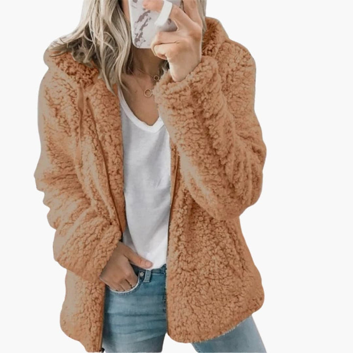 Phoebe | Chic Pink Teddy Fleece Jacket With Long Sleeves
