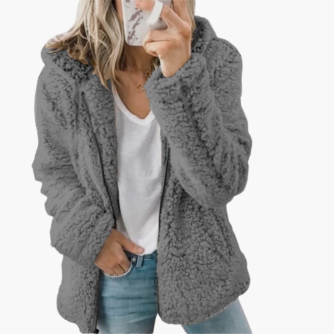 Phoebe | Chic Pink Teddy Fleece Jacket With Long Sleeves