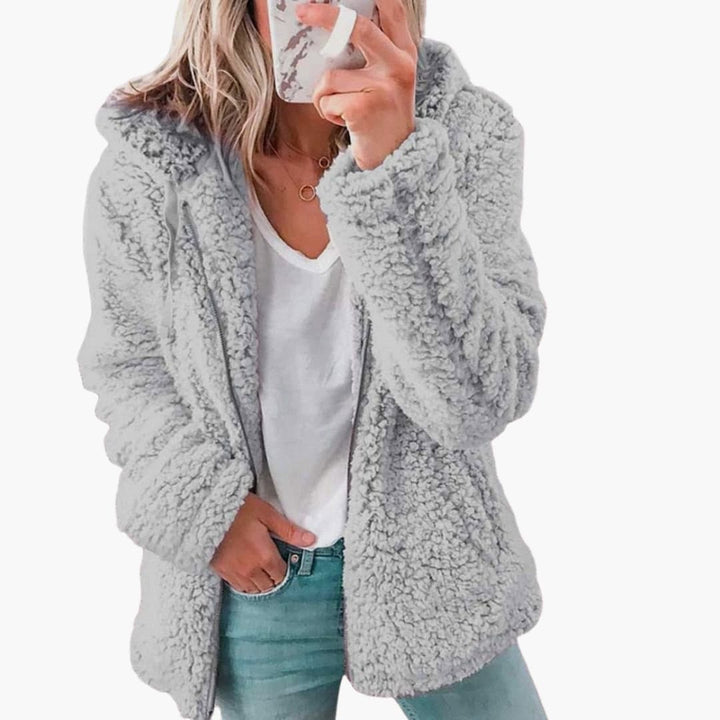 Phoebe | Chic Pink Teddy Fleece Jacket With Long Sleeves