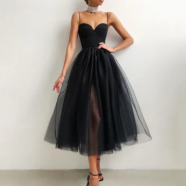 Sorcha | Elegant Sweetheart Tulle Midi Dress
