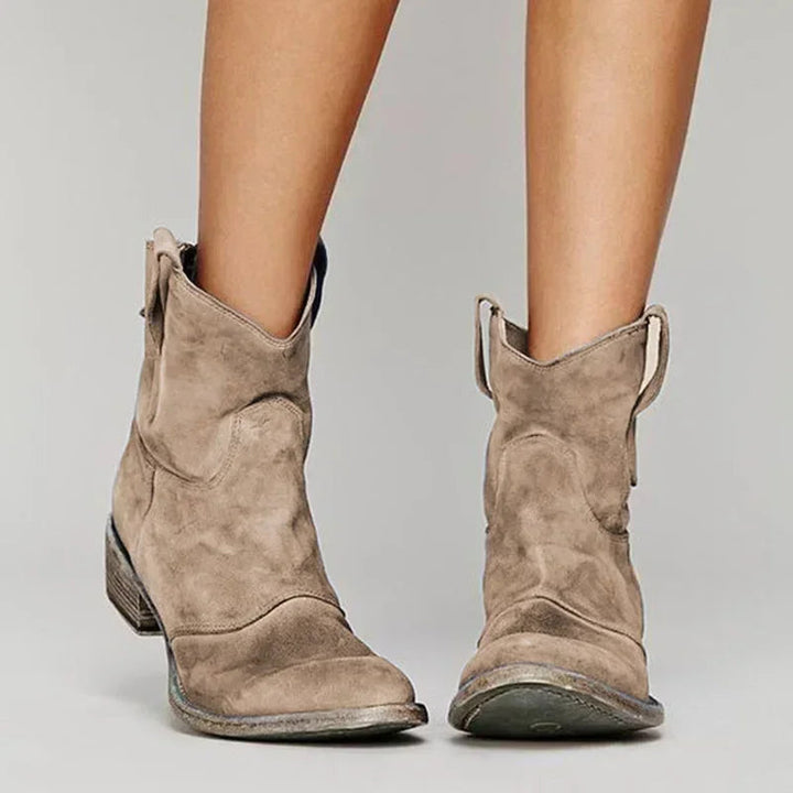 Hannah | Stylish Western Inspired Blue Suede Ankle Boots