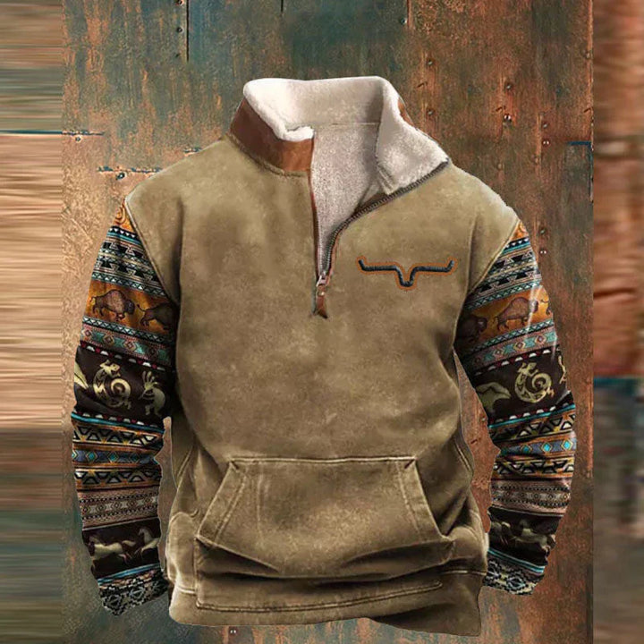Jasper | Southwestern Quarter-Zip Pullover With Sherpa Collar