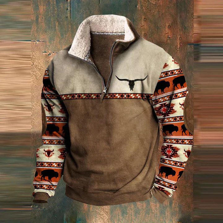 Jasper | Southwestern Quarter-Zip Pullover With Sherpa Collar
