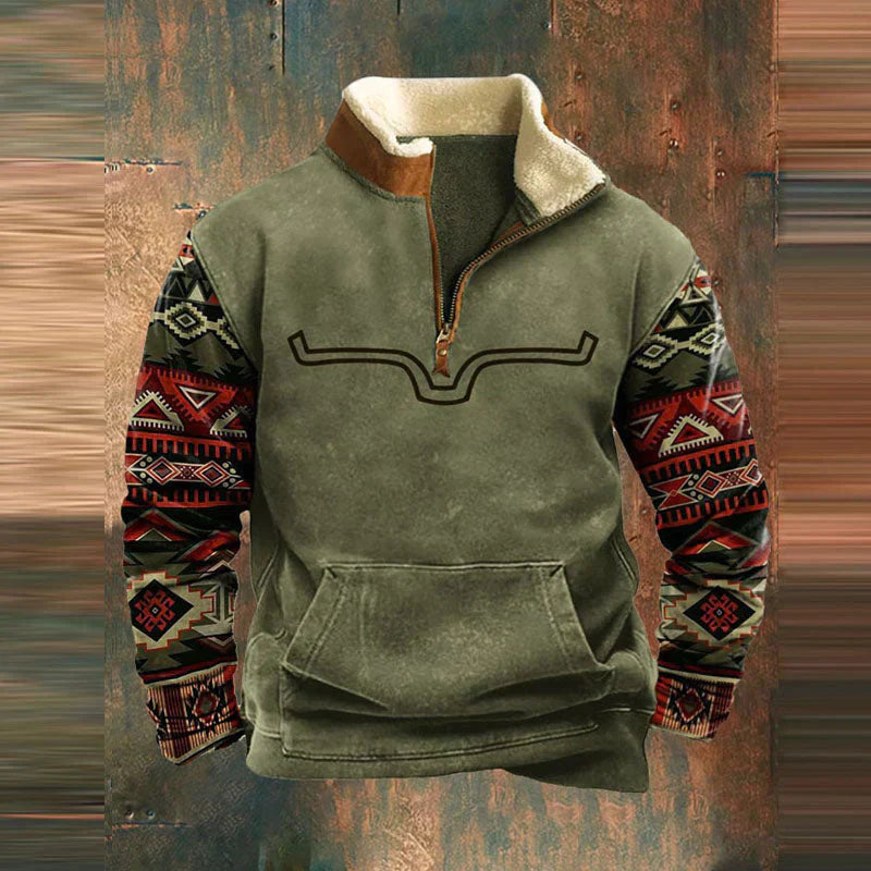 Jasper | Southwestern Quarter-Zip Pullover With Sherpa Collar