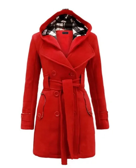 Juliet | Elegant Hooded Double-Breasted Trench Coat