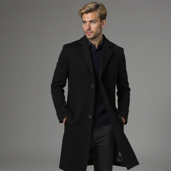 Eleanore | Elegant Men's Grey Slim Fit Wool Overcoat