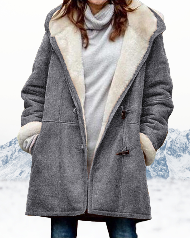 Cordelia | Stylish Hooded Duffle Coat With Sherpa Lining