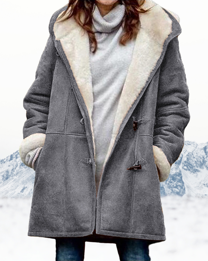 Cordelia | Stylish Hooded Duffle Coat With Sherpa Lining
