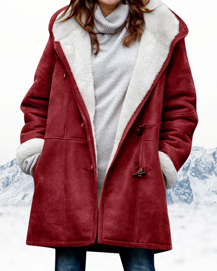 Cordelia | Stylish Hooded Duffle Coat With Sherpa Lining