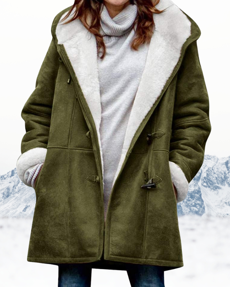 Cordelia | Stylish Hooded Duffle Coat With Sherpa Lining