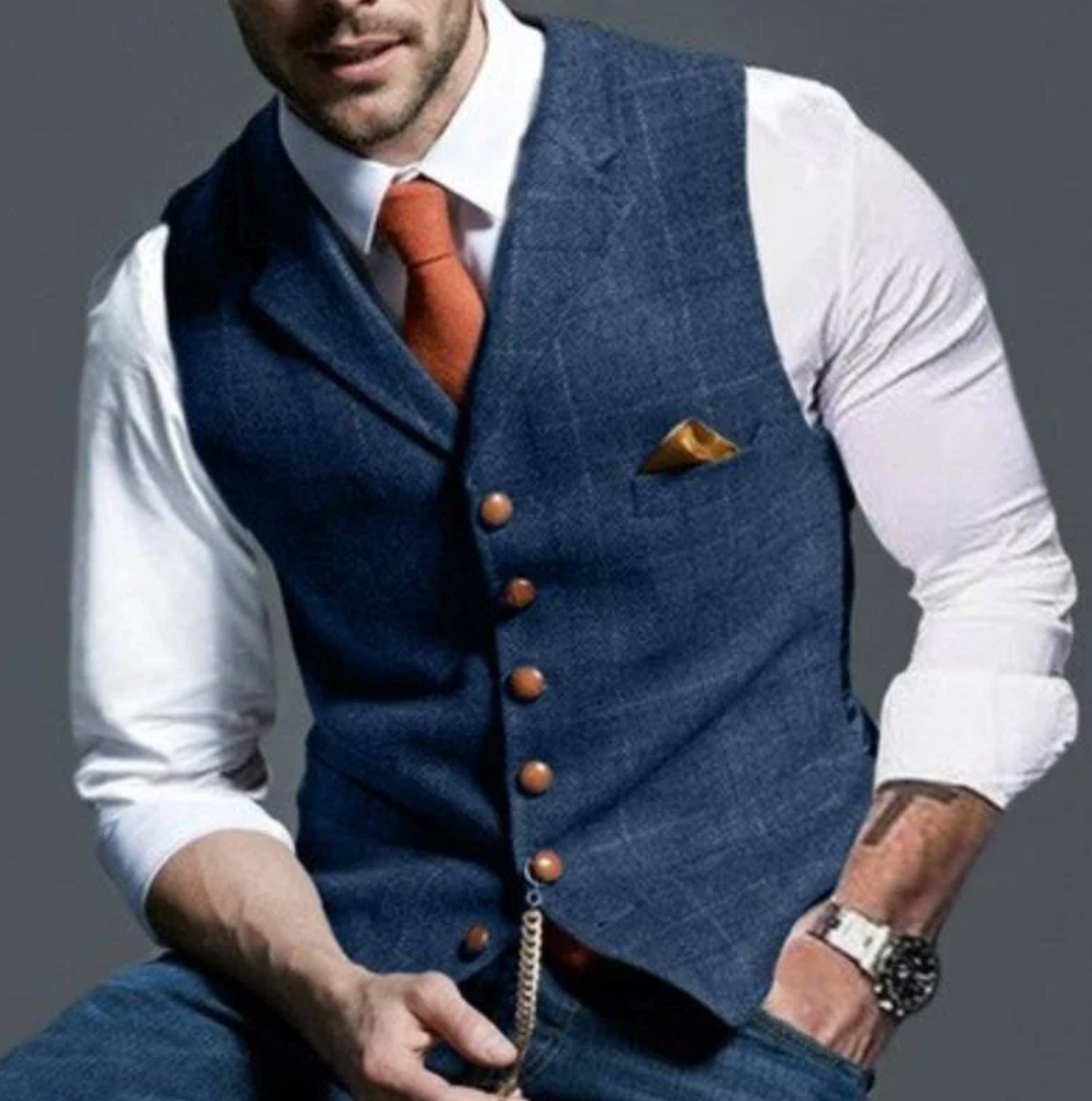 Elise | Elegant Double Breasted Tweed Waistcoat For Men